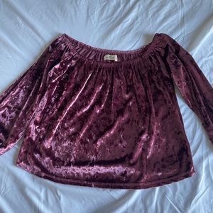Hollister Off the Shoulder Pink Velvet Top